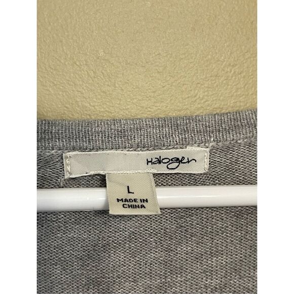 Halogen Womens Grey Silver Beaded Cotton Button up Cardigan Large - Picture 10 of 13